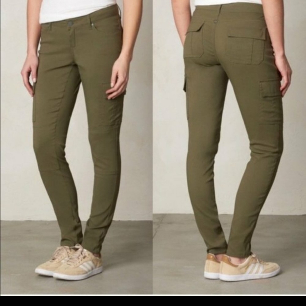 Prana meme olive green skinny cargo pants